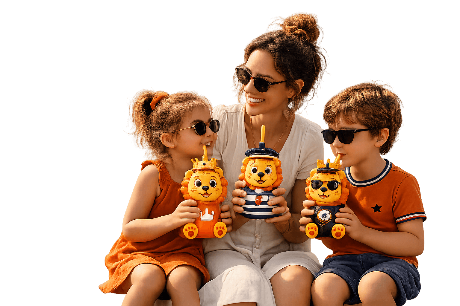 Family with their Hup Leo cups